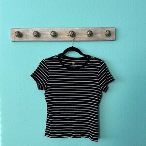 Black and White Striped Women's Top